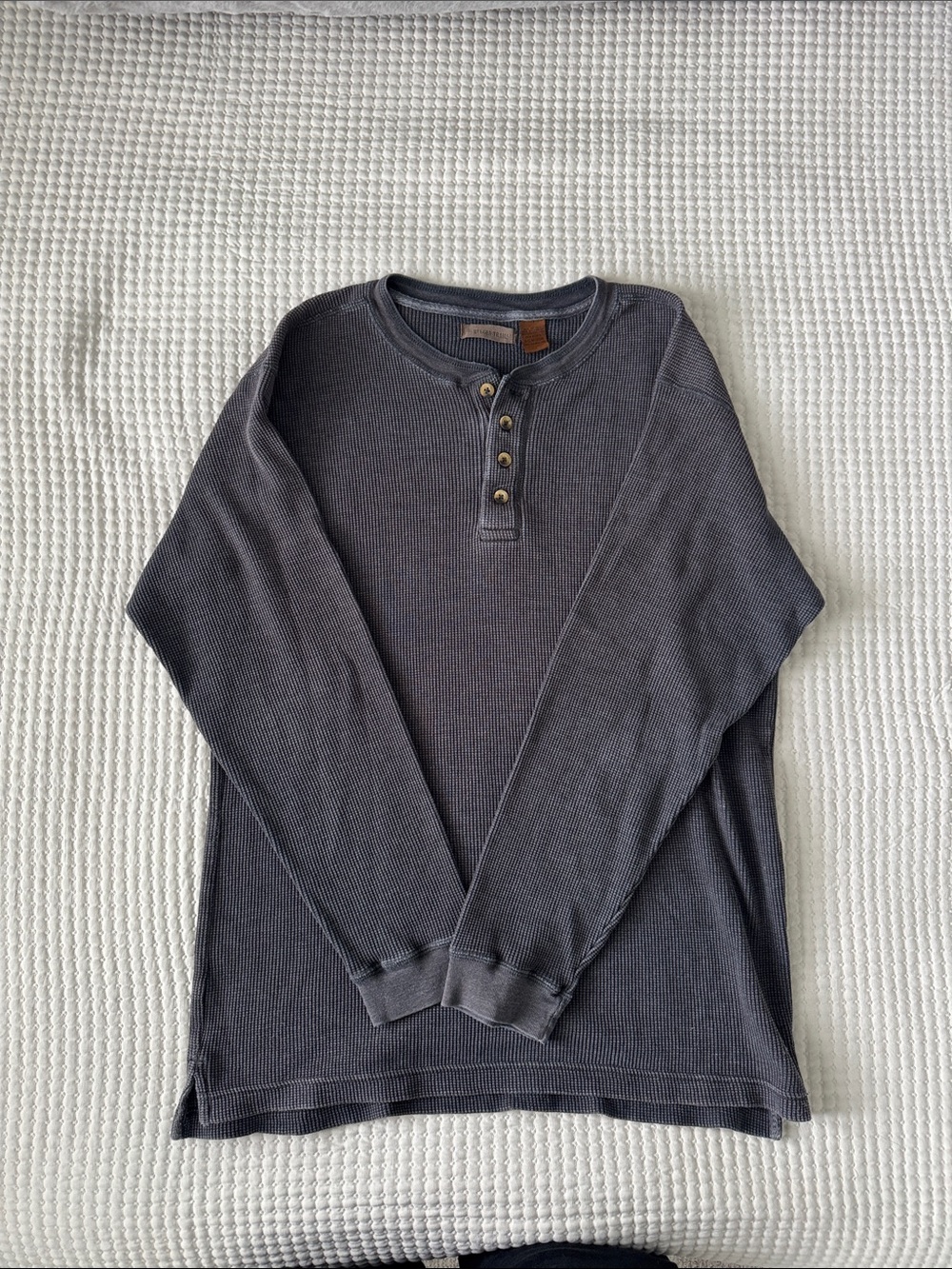 Men's Rugged Trails Charcoal   Waffle Henley M Long-Sleeve Shirt